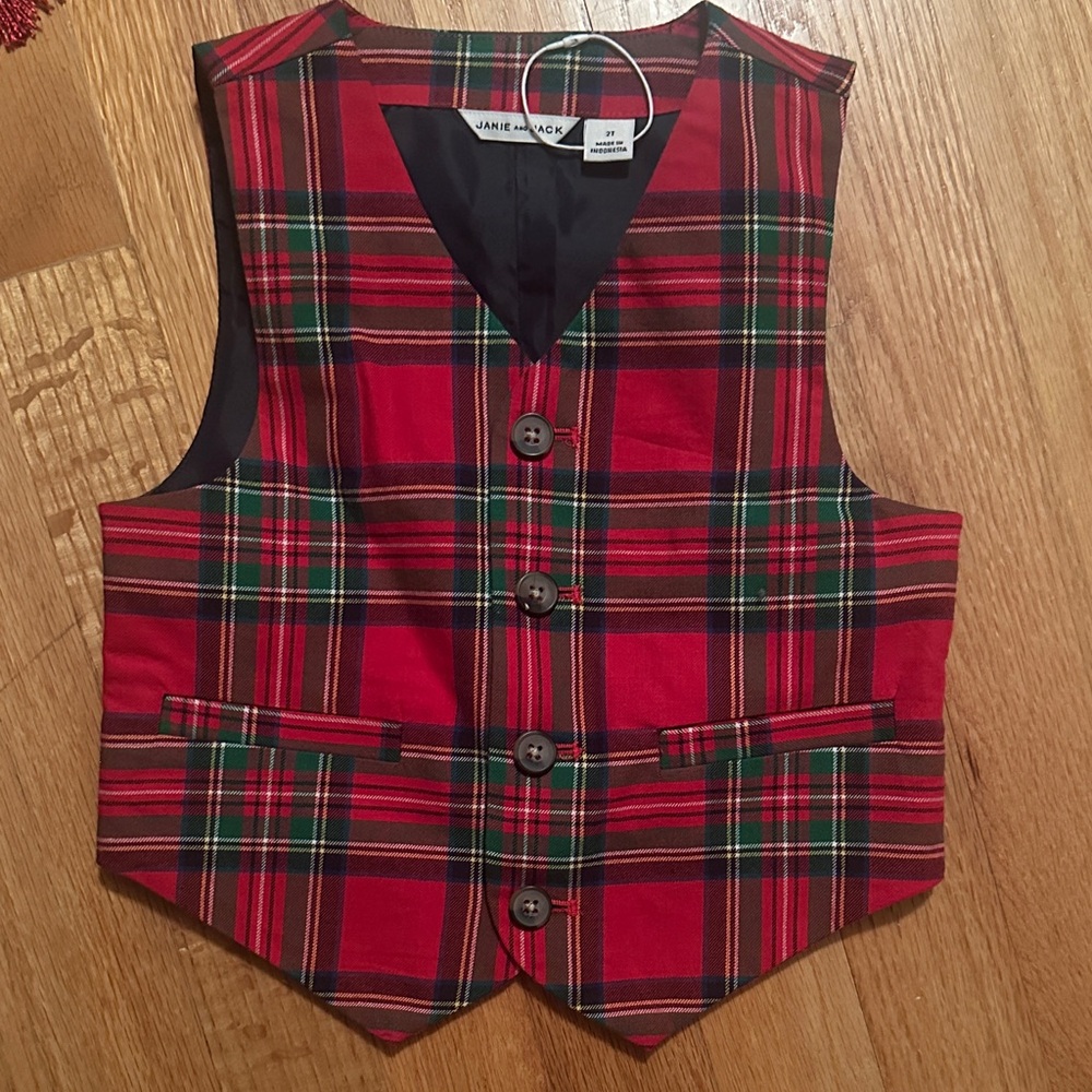 NWOT Janie and Jack Tartan Plaid Vest
